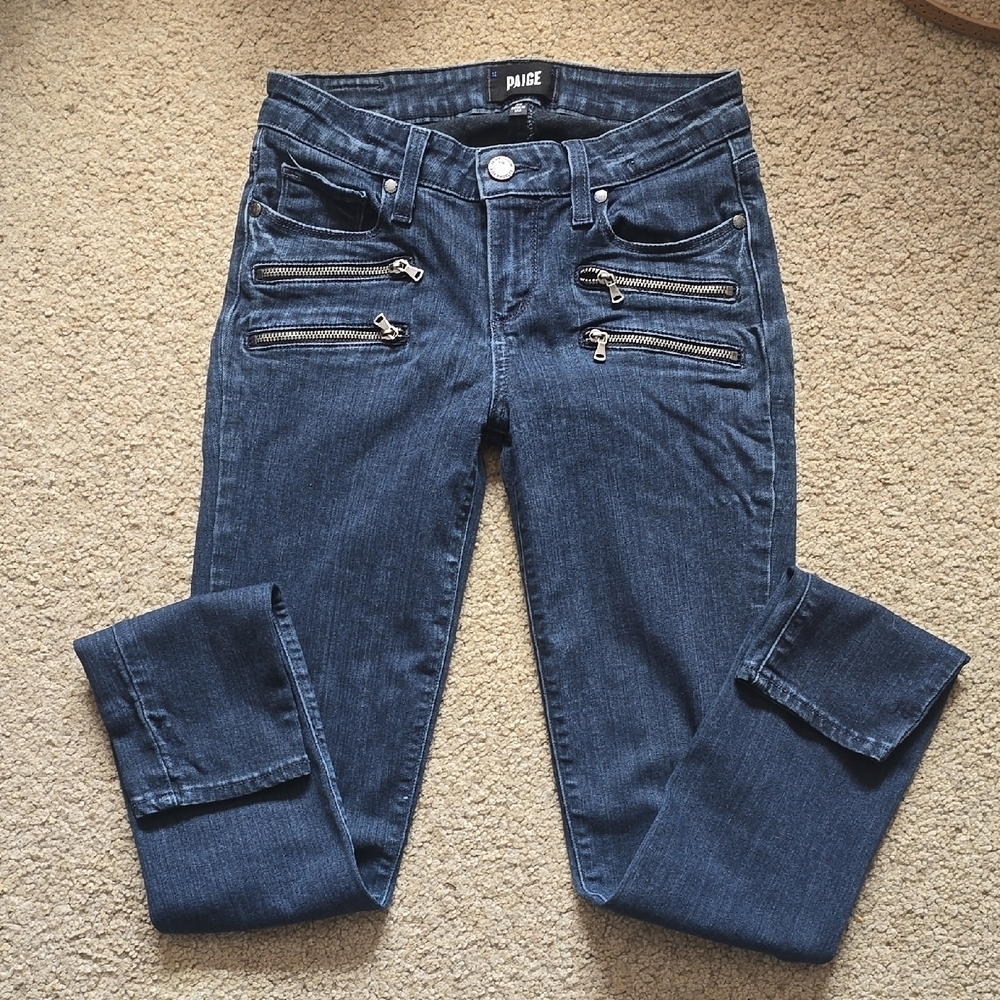 Paige Jeans Womens 25 Edgemont Dark Blue Skinny Denim Pants‎ 25x29
